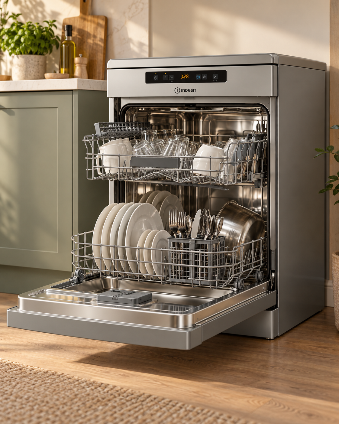 Zmywarka Wolnostojąca Indesit D2F HD624 AS 60cm 14 Kpl Srebrna Cicha 44dB #zdjecie7
