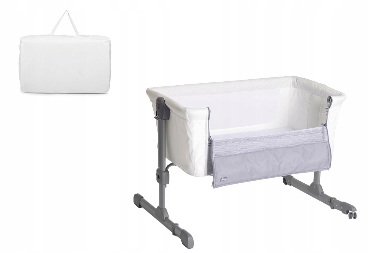 Łóżeczko Dostawne Chicco Next2Me Essential Szare Regulacja Pasy Materac #zdjecie2
