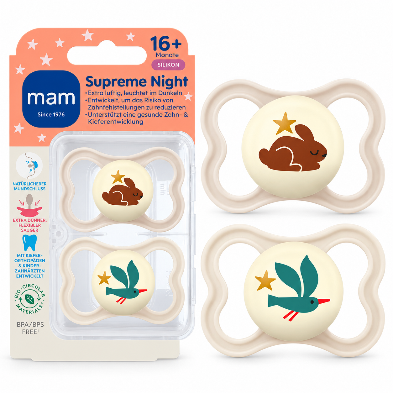 Smoczki Uspokajające Nocne MAM Supreme Night 16m+ Świecące Silikonowe 2szt #zdjecie5