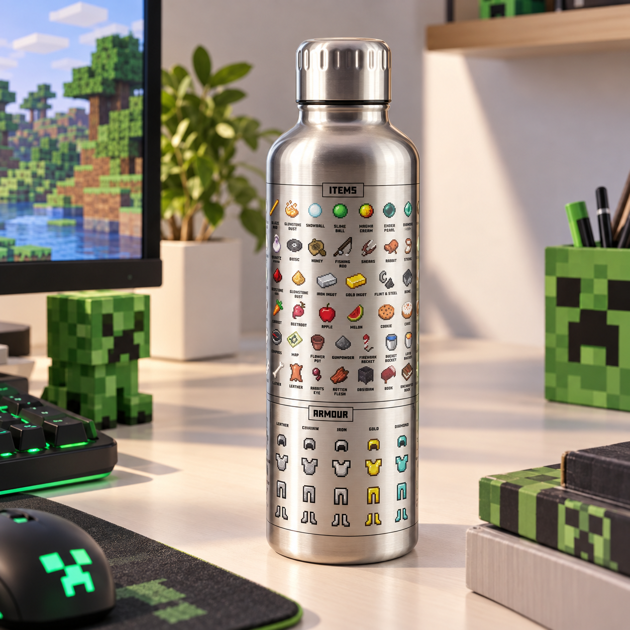 Bidon metalowy Minecraft 500 ml stal nierdzewna dwuścienny Paladone butelka #zdjecie9