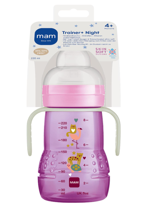 Kubek niekapek MAM Trainer+ Night 220 ml 4m+ z ustnikiem świecące uchwyty #zdjecie4