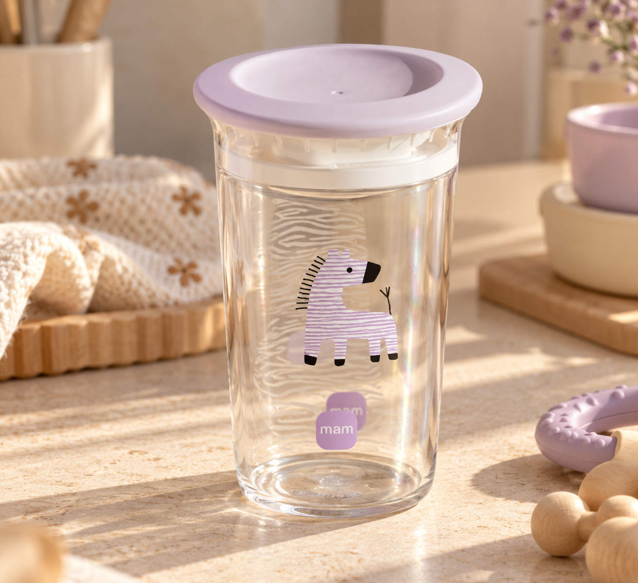 Kubek niekapek 360 MAM Easy to Drink Cup 290 ml 8m+ do nauki picia zebra #zdjecie6